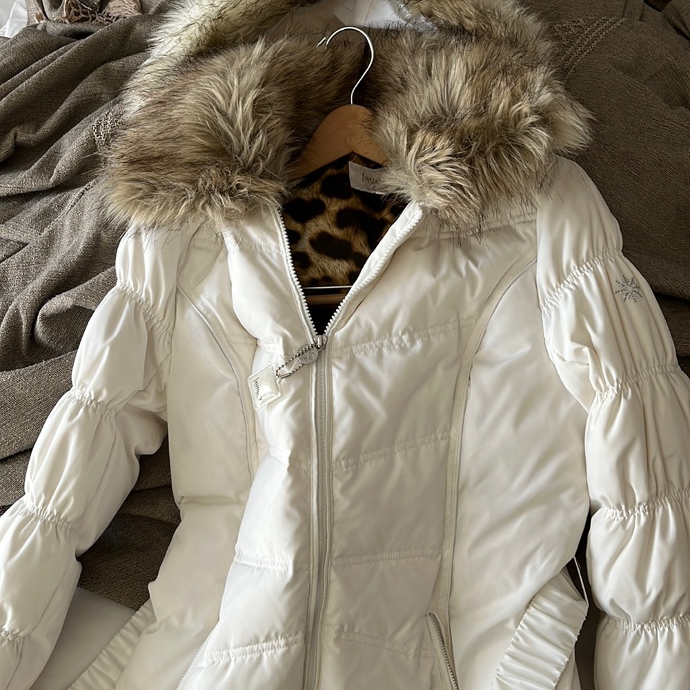 White winter puffer coat